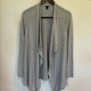 Ann Taylor Gray Cardigan Sweater with Waterfall Design